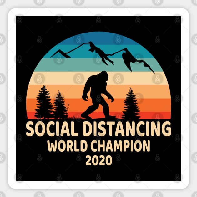 Bigfoot Social Distancing World Champion 2020, Funny Design Retro Bigfoot Hide & Seek Quarantine Buddies Sticker by Printofi.com